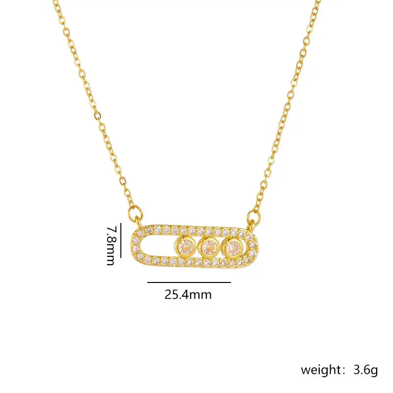 Crystalis - Collier avec Pendentif Broche Simple en Zircon – Chaîne en Acier Inoxydable Crystalis