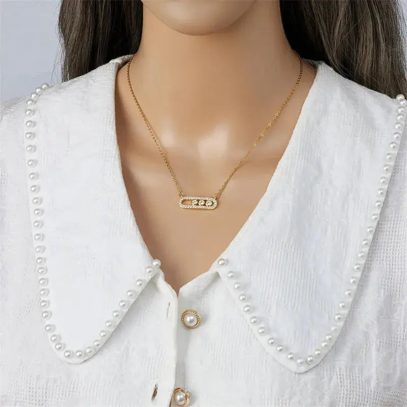 Crystalis - Collier avec Pendentif Broche Simple en Zircon – Chaîne en Acier Inoxydable Crystalis