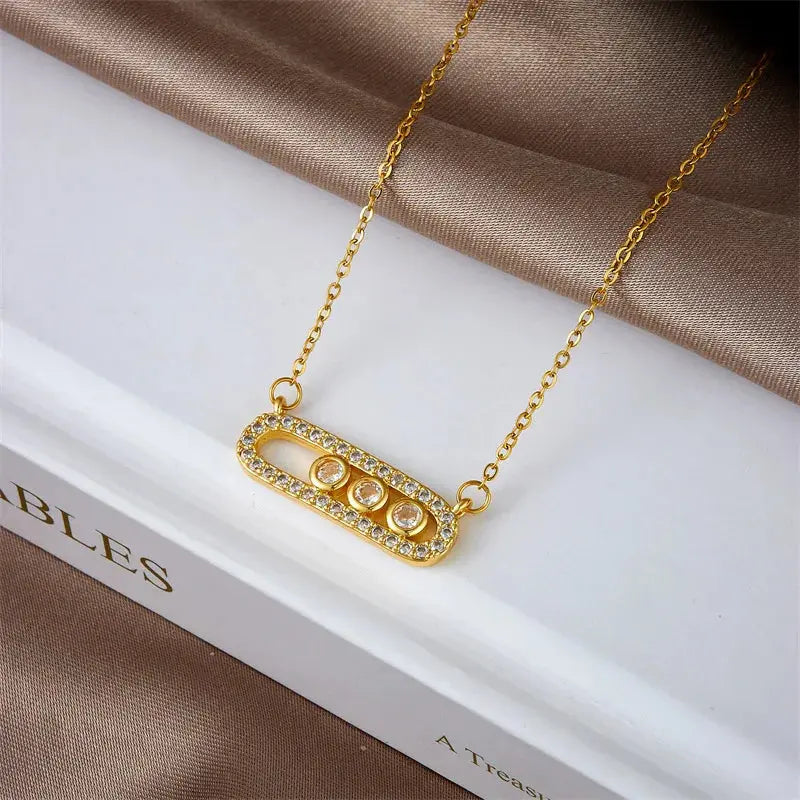 Crystalis - Collier avec Pendentif Broche Simple en Zircon – Chaîne en Acier Inoxydable Crystalis