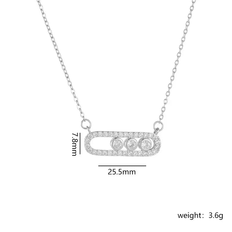 Crystalis - Collier avec Pendentif Broche Simple en Zircon – Chaîne en Acier Inoxydable Crystalis