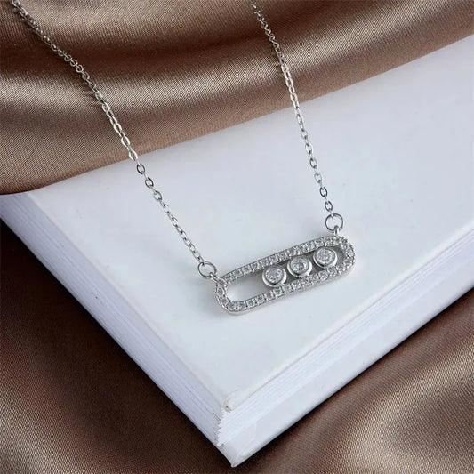 Crystalis - Collier avec Pendentif Broche Simple en Zircon – Chaîne en Acier Inoxydable Crystalis